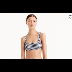 NWT J.Crew Gingham Scoop Neck Bikini Top Navy Ivory XX-Large